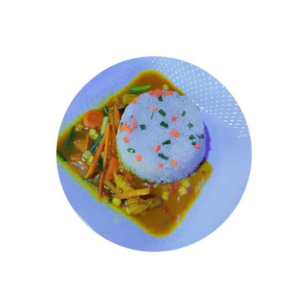 White Rice & Chicken Curry Sauce